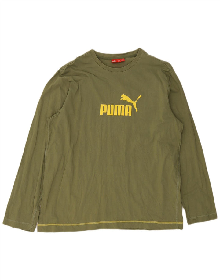 Ανδρικό γραφικό τοπ Puma μακρυμάνικο XL πράσινο βαμβακερό