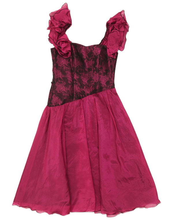 Vintage γυναικείο φόρεμα Α-γραμμής EU 36 Small Pink Floral Silk