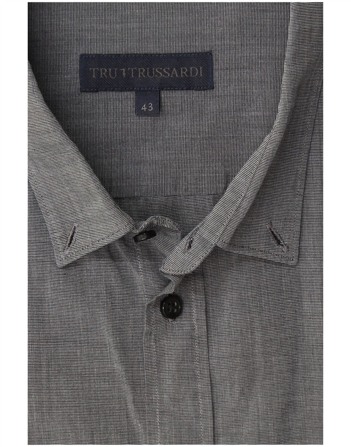 Ανδρικό πουκάμισο TRUSSARDI Νούμερο 43 Large Grey Pinstripe