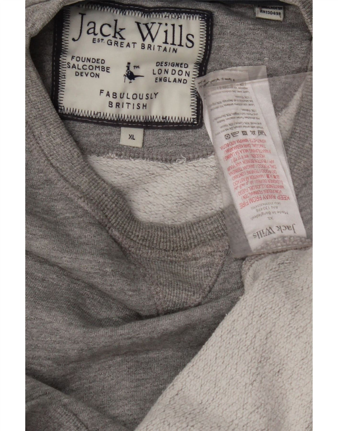 JACK WILLS Ανδρική φούτερ Jumper XL Γκρι Βαμβακερή ρίγα
