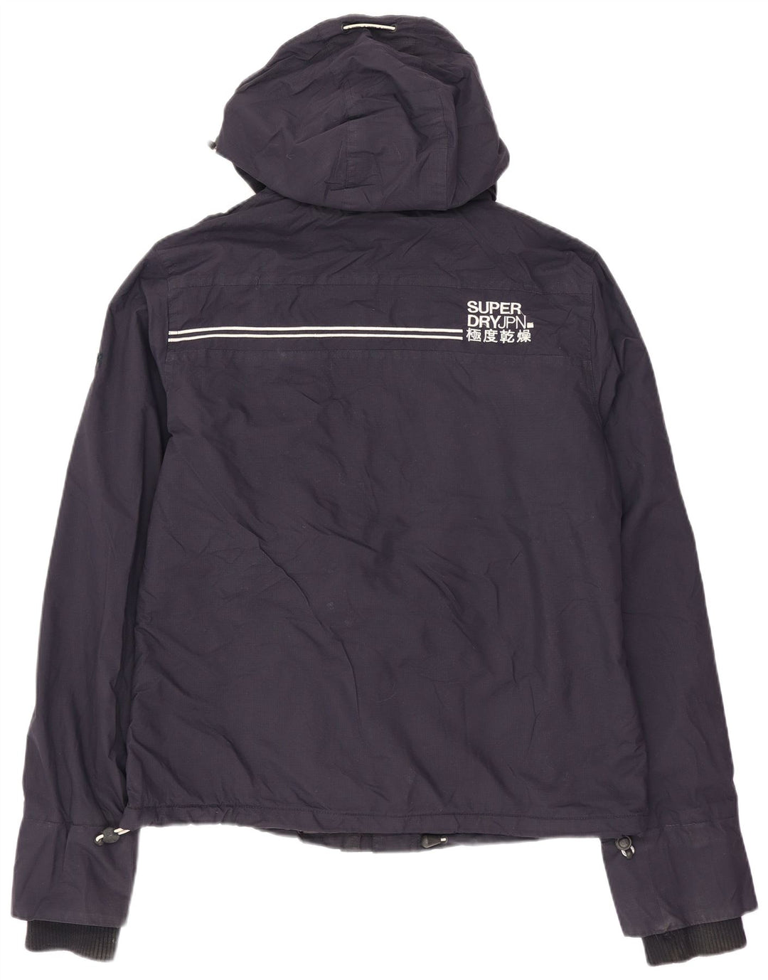 Superdry γυναικείο μπουφάν με κουκούλα αντιανεμικό UK 14 Medium Navy Blue Nylon
