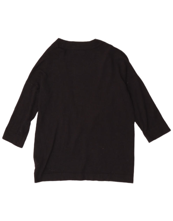 Zara Γυναικείο Ζακέτα με ανοιχτό μανίκι 3/4 UK 10 Small Black Viscose