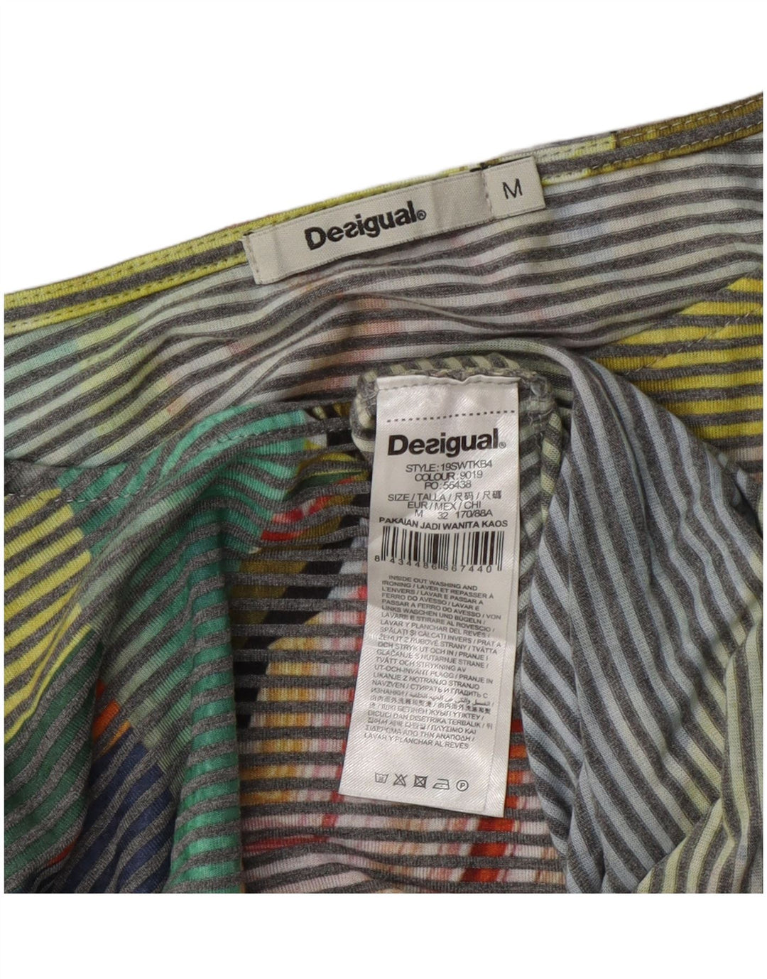 Desigual Γυναικεία Crop Μπλούζα Τοπ UK 14 μεσαία πολύχρωμη ρίγα