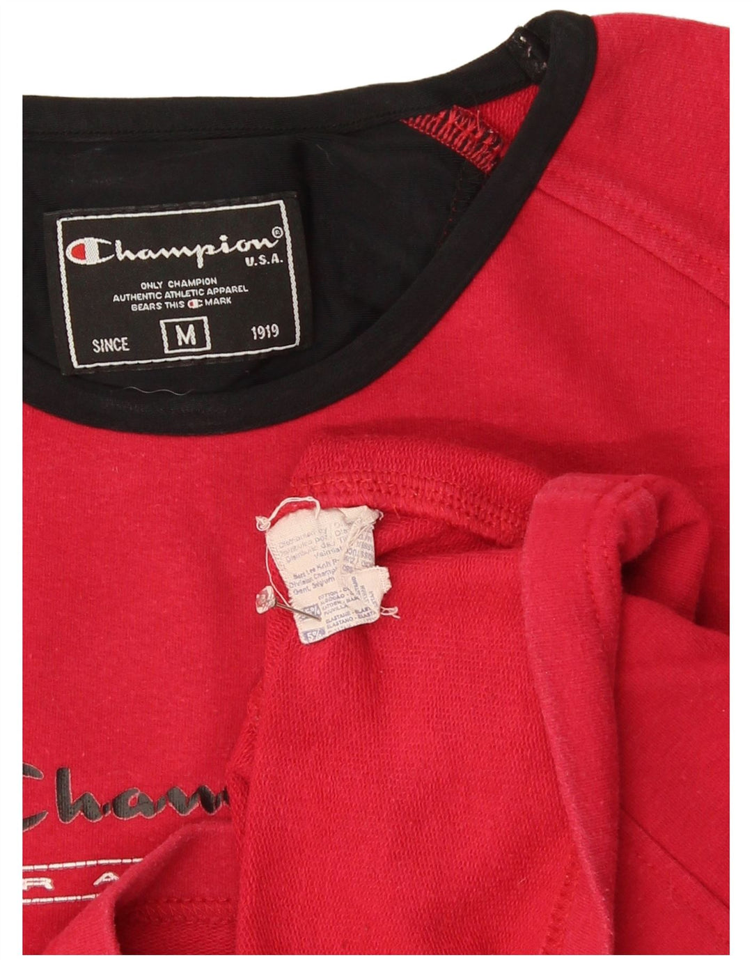 Champion Womens Graphic Top Μακρύ μανίκι UK 12 μεσαίο κόκκινο βαμβακερό