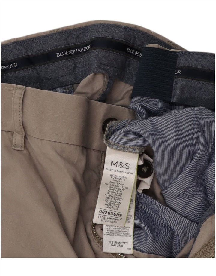 Marks & Spencer Ανδρικό Παντελόνι Chino Straight Blue Harbour W38 L31 Γκρι