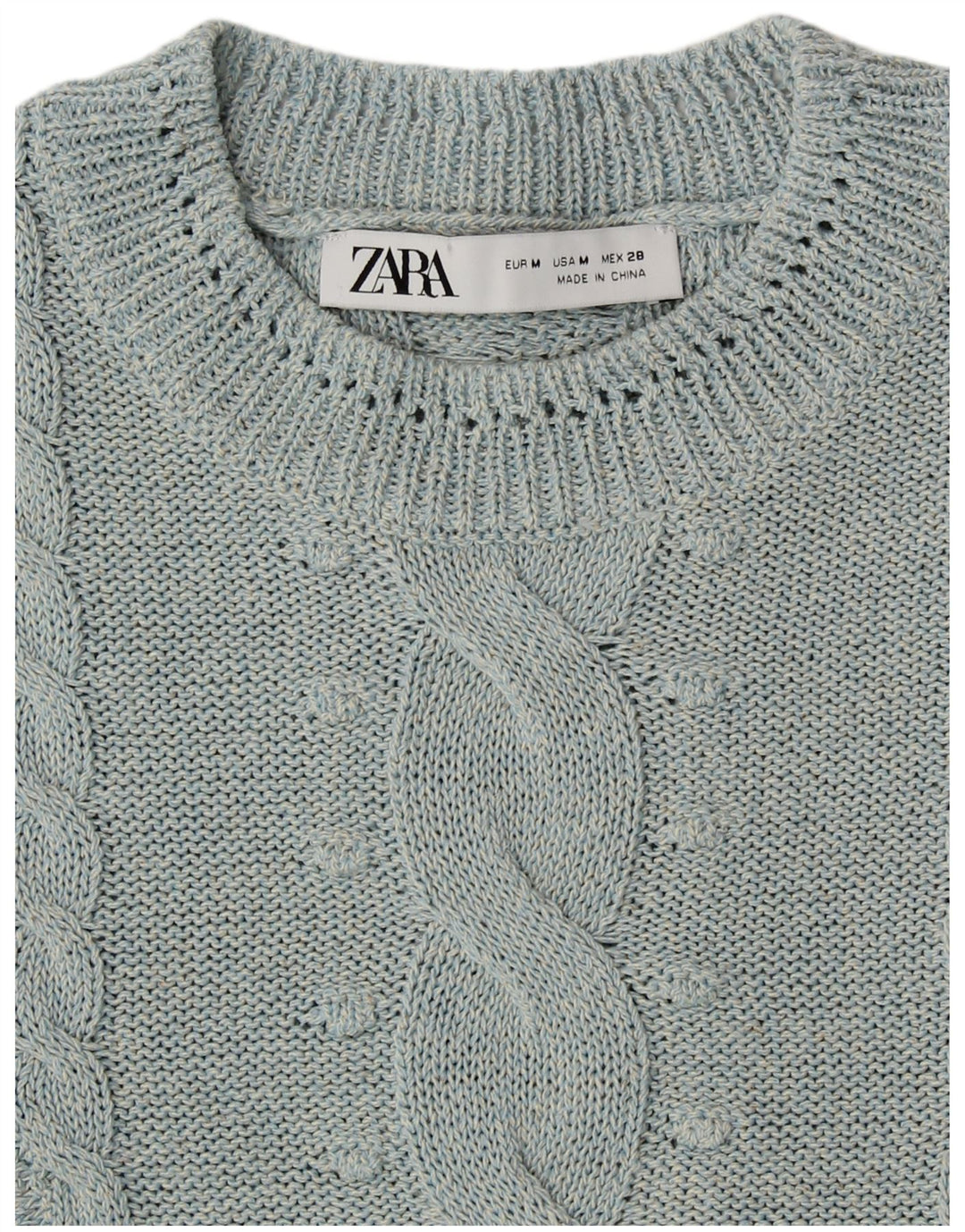 Γυναικείο πουλόβερ ZARA Crop Crop Neck Jumper UK 14 Medium Blue