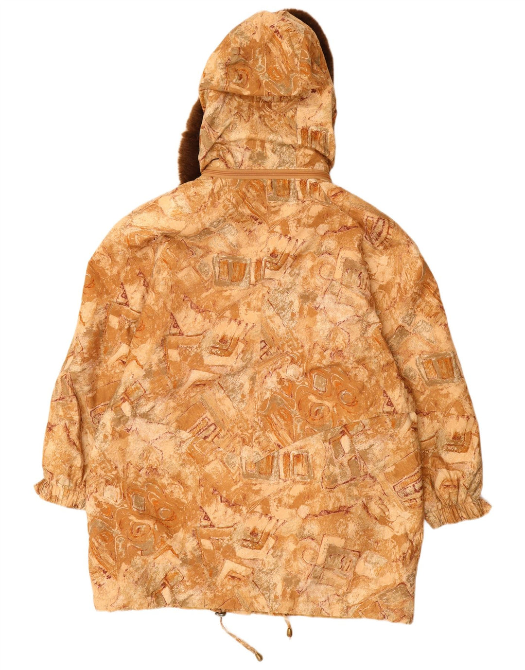 VINTAGE Γυναικείο παλτό αντιανεμικό με κουκούλα Μέγεθος 22 3XL Μπεζ γεωμετρικό