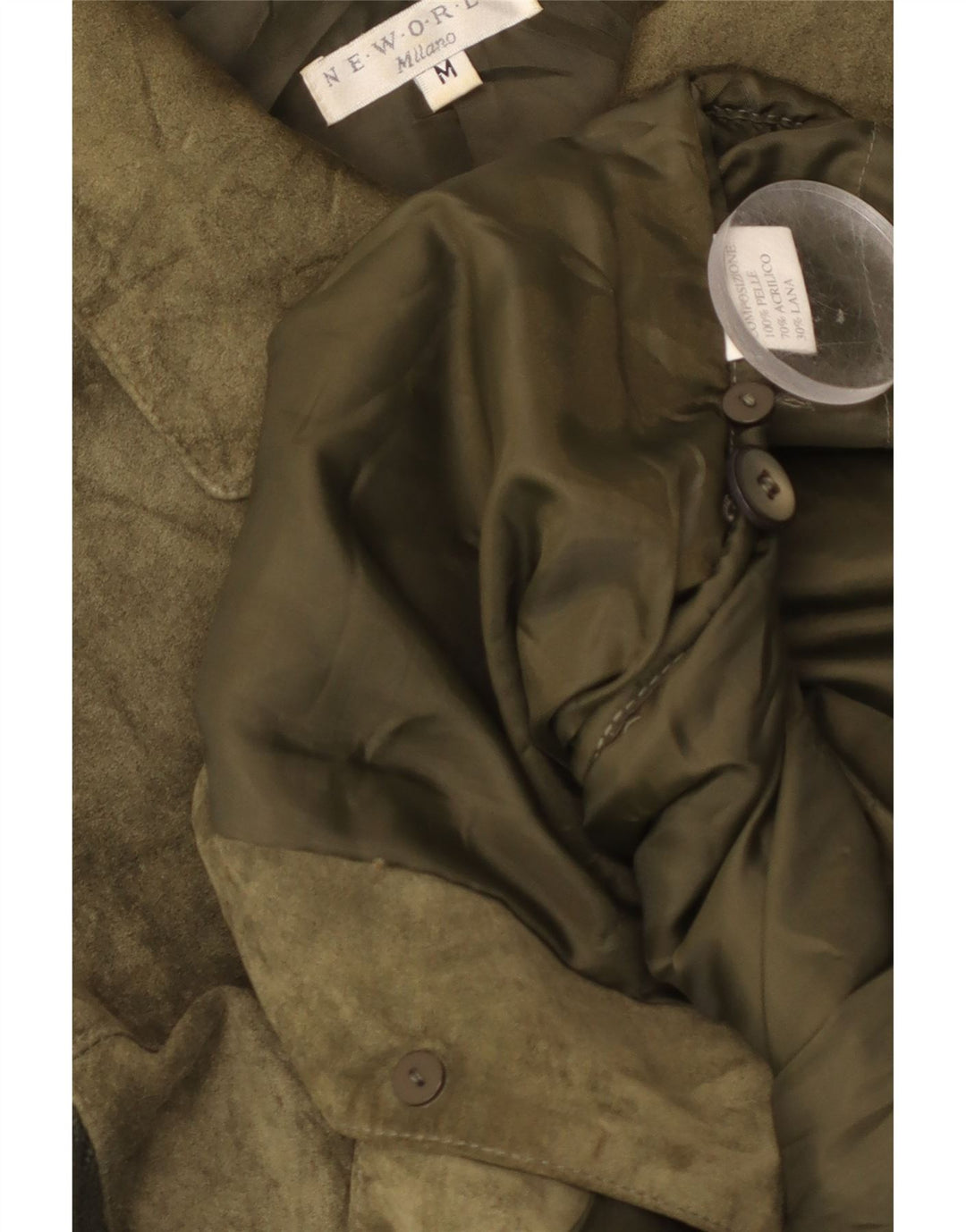 Vintage γυναικείο πλεκτό σουέντ μπουφάν UK 14 Μεσαίο πράσινο δέρμα