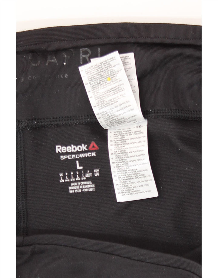 Reebok Γυναικεία Κάπρι Κολάν UK 16/18 Μεγάλος Μαύρος Πολυεστέρας