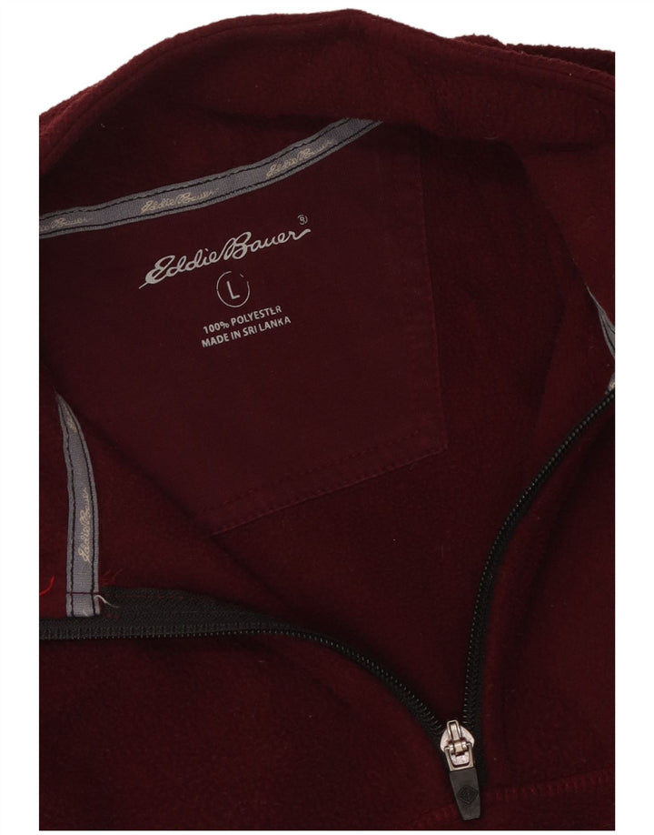 Eddie Bauer Ανδρικό φερμουάρ με λαιμόκοψη Fleece Jumper Large Maroon Πολυεστέρας