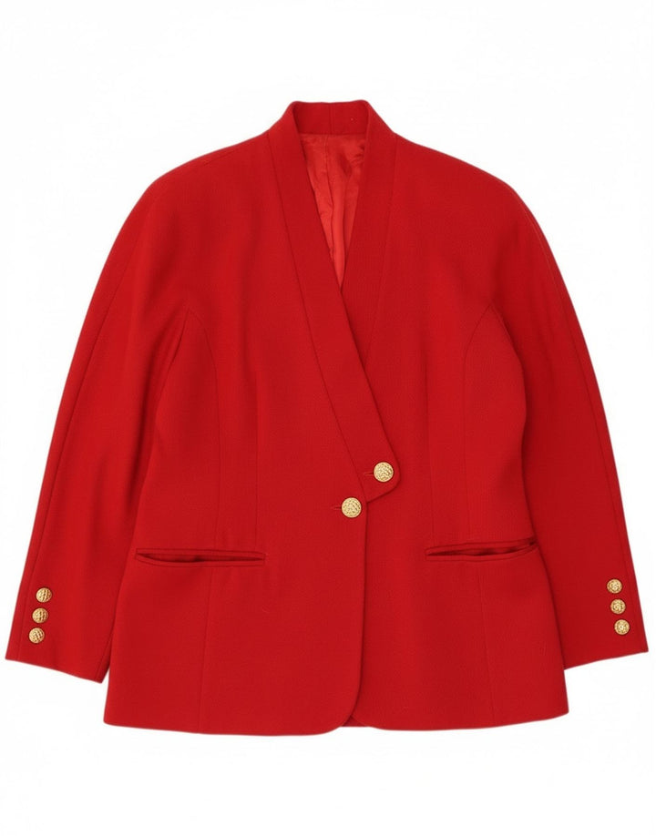 Vintage Γυναικείο Μπουφάν Blazer με 2 Κουμπιά IT 44 Μέτριο κόκκινο παρθένο μαλλί