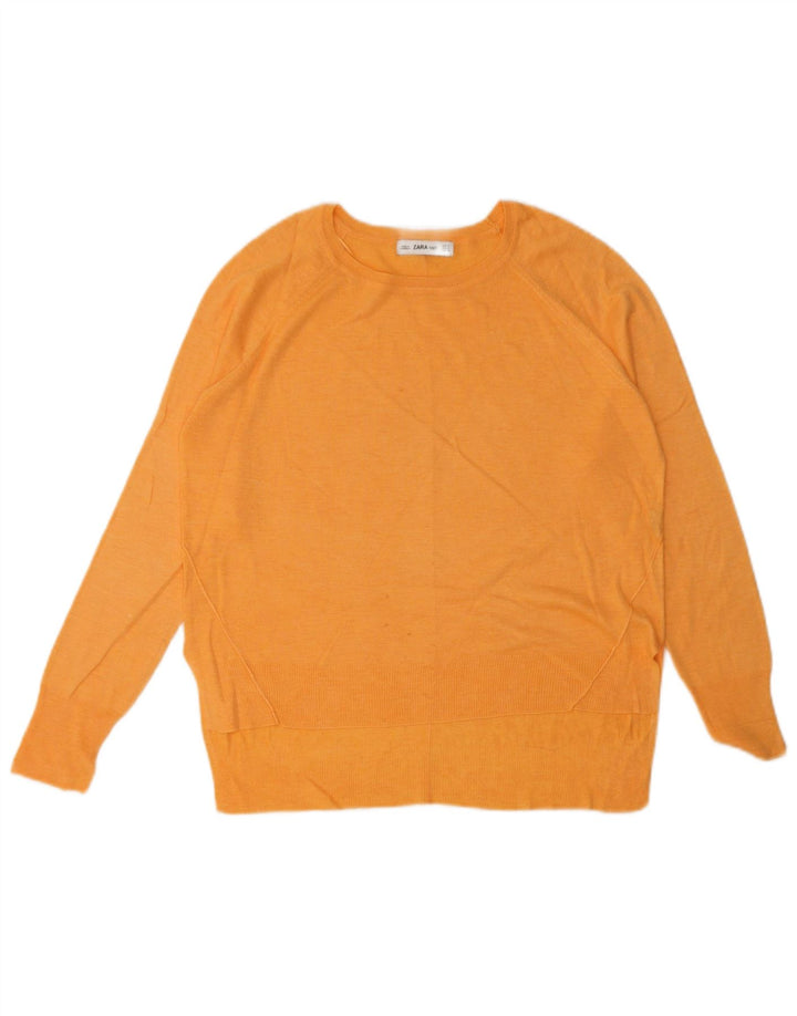 Zara Γυναικείο πουλόβερ με λαιμόκοψη UK 14 Medium Orange