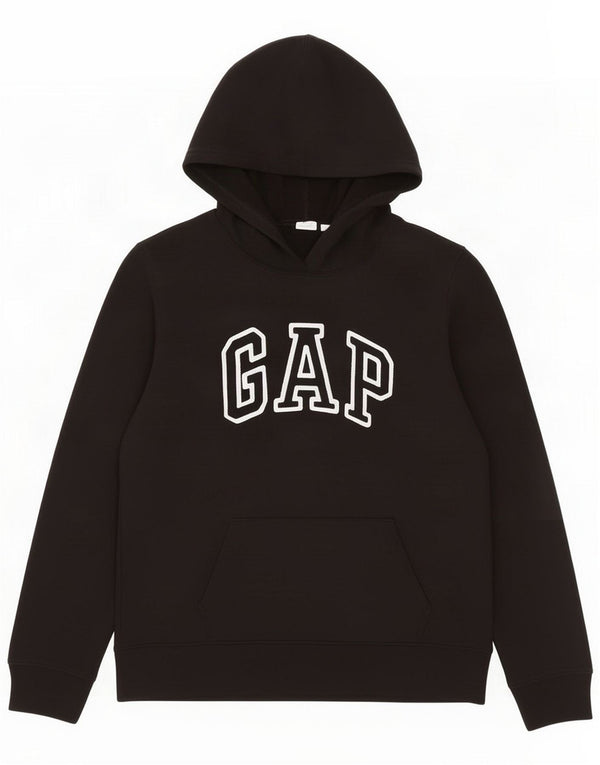 Gap Womens Graphic Hoodie Jumper UK 14 Medium Black Cotton