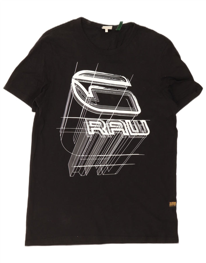 Ανδρικό γραφικό T-Shirt G-Star Top Μεσαίο μαύρο βαμβακερό