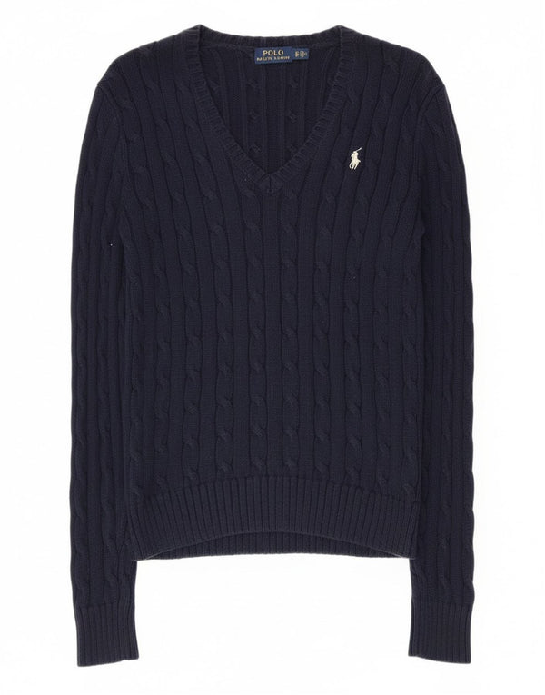 Polo Ralph Lauren γυναικείο πουλόβερ με λαιμόκοψη με V λαιμόκοψη UK 6 Small Navy Blue από βαμβάκι