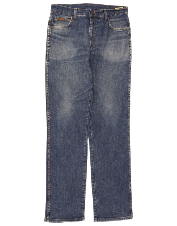 WRANGLER Mens Texas Stretch Straight Jeans W33 L36 Blue Cotton