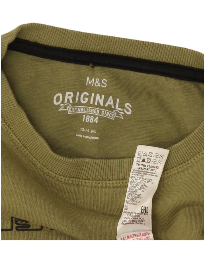 Marks & Spencer Boys Graphic Φούτερ Jumper 13-14 ετών Χακί βαμβάκι