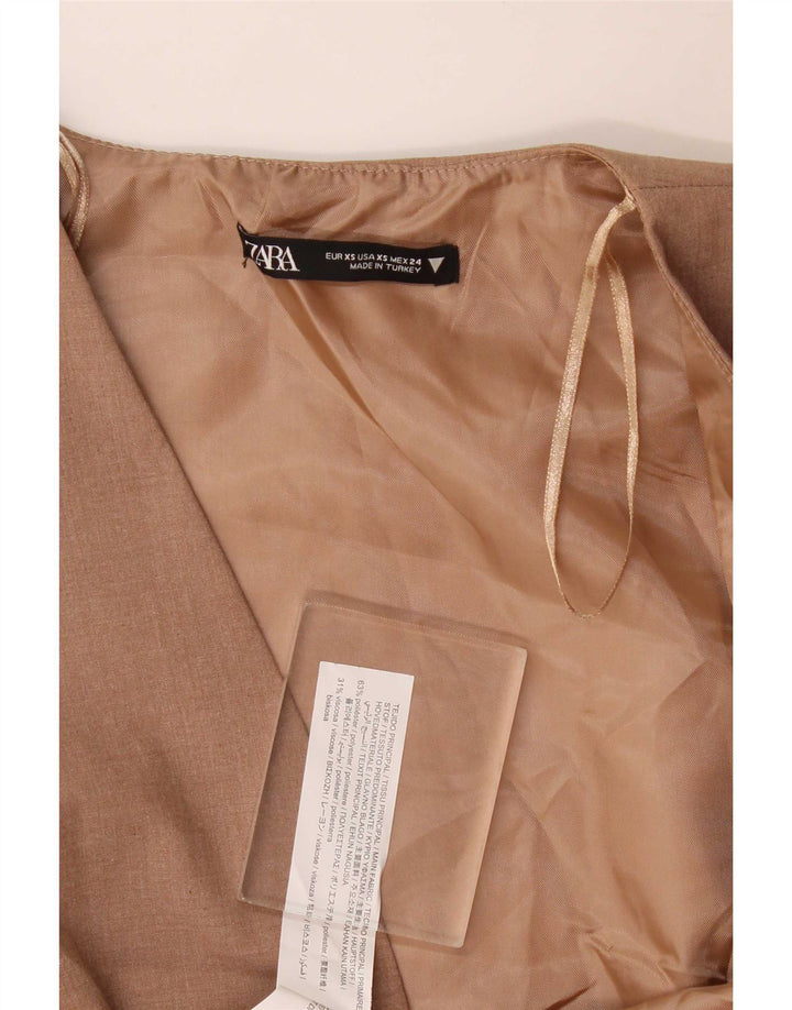 Zara Γυναικείο OPEN Γιλέκο UK 4 XS Μπεζ Πολυεστέρας