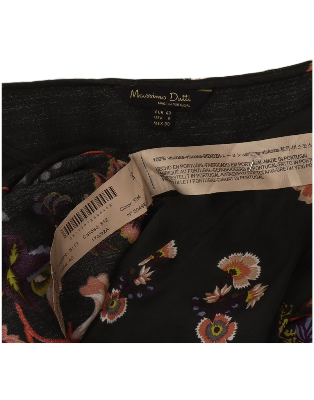 Massimo Dutti Γυναικεία μακρυμάνικη μπλούζα τοπ EU 40 Μεσαίο πράσινο Floral