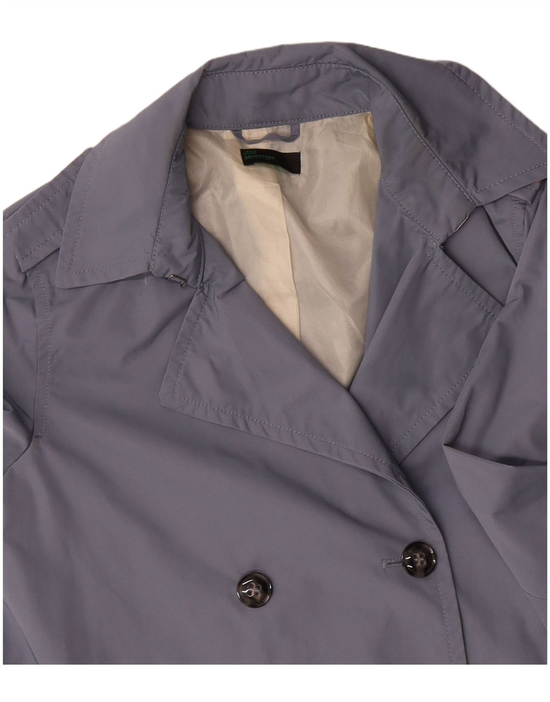 Benetton Γυναικεία καμπαρντίνα Oversized UK 10 Small Blue Polyester