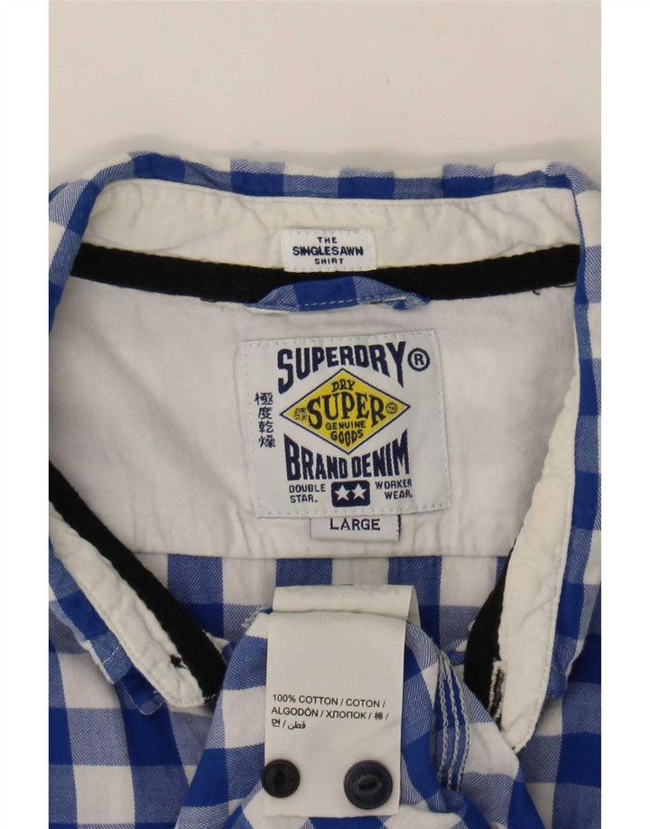 Ανδρικό πουκάμισο Superdry μεγάλο μπλε βαμβακερό Gingham