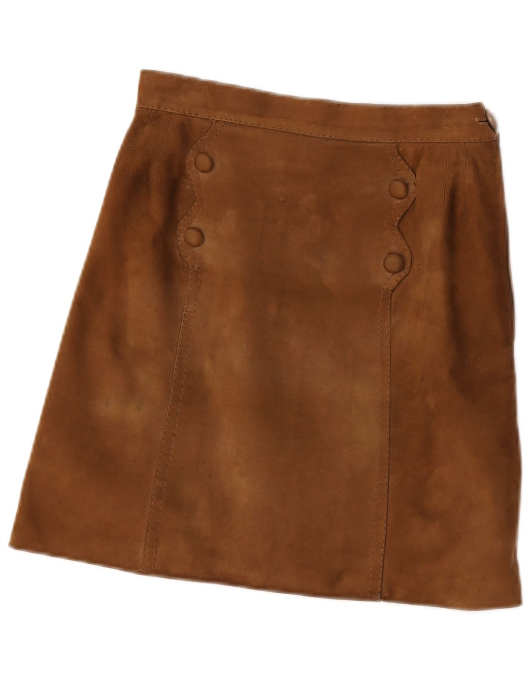 Vintage Γυναικεία Suede Mini Φούστα W24 Μικρή Καφέ
