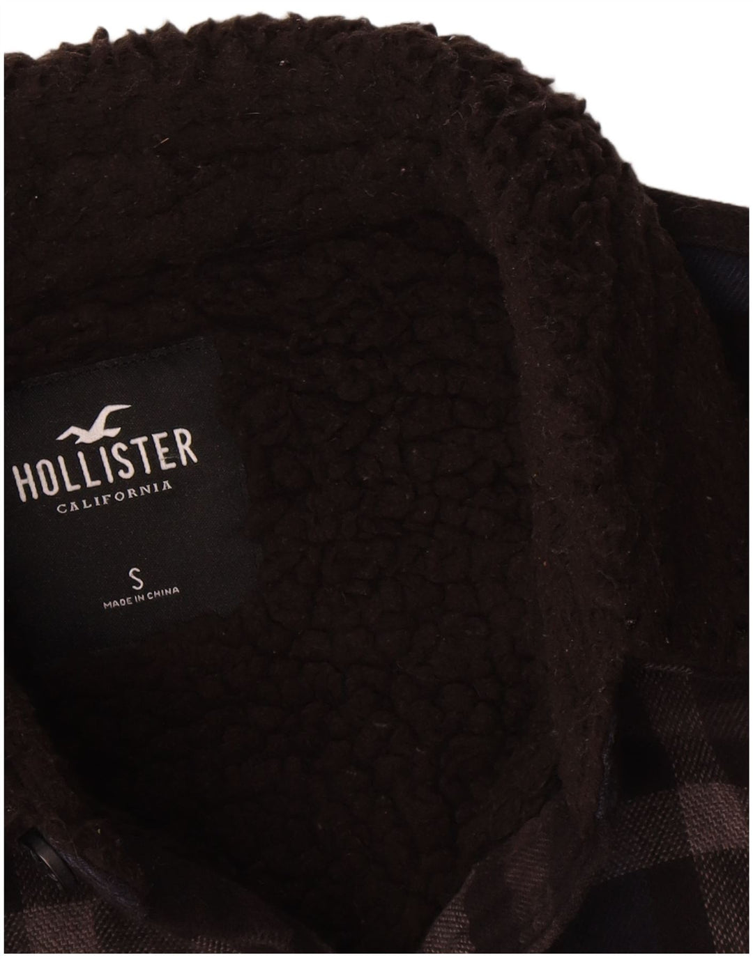 Hollister Mens Sherpa Jacket UK 36 Small Black Check Cotton