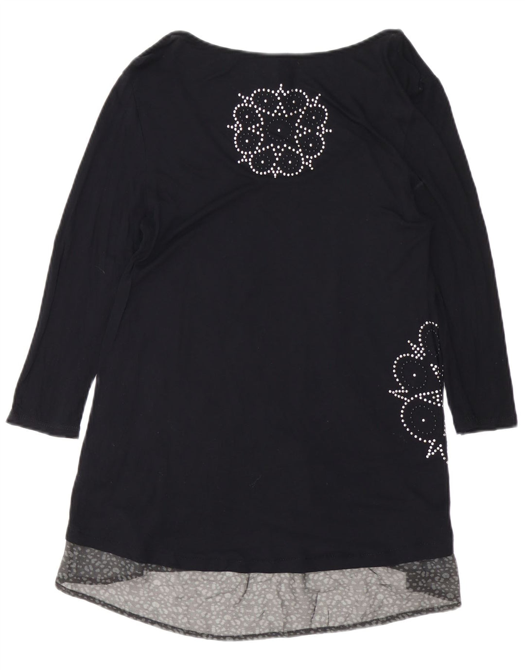 DESIGUAL Γυναικείο φόρεμα 3/4 με γραφικό A-Line UK 12 μεσαία μαύρη βισκόζη