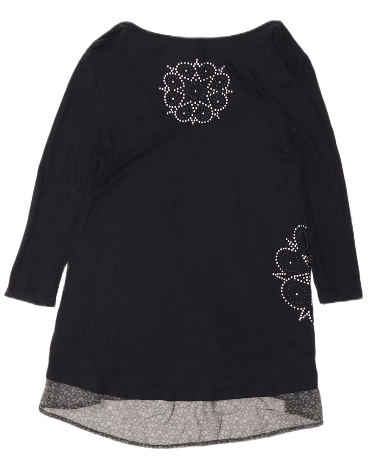 DESIGUAL Γυναικείο φόρεμα 3/4 με γραφικό A-Line UK 12 μεσαία μαύρη βισκόζη