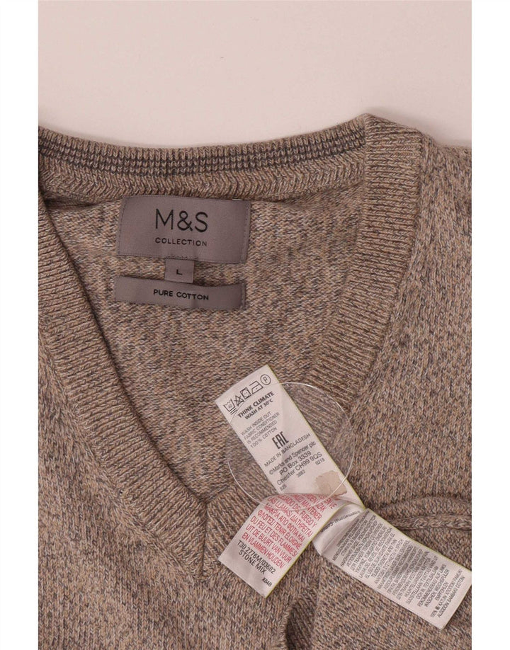 Marks & Spencer Ανδρικό γιλέκο Tank Top Large Beige Flecked Cotton