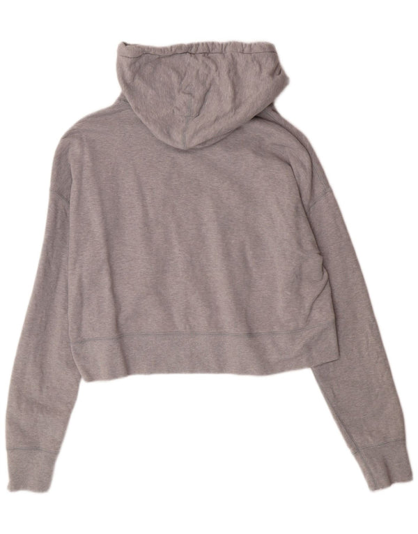 Converse Womens Crop Oversized Hoodie Jumper UK 14 Medium Grey Cotton