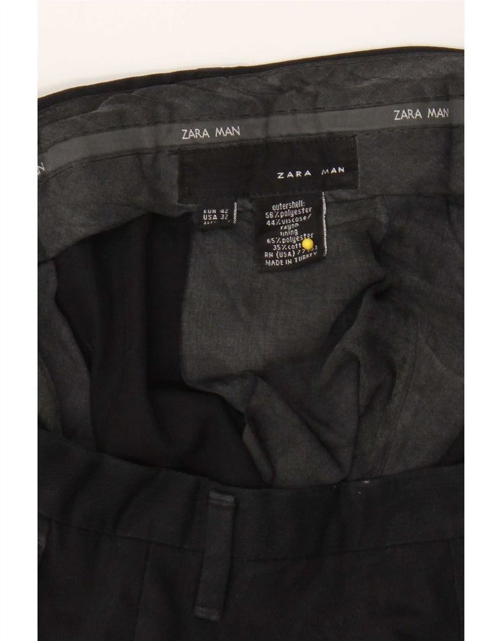 Zara Ανδρικό ίσιο παντελόνι Chino EU 42 Large W32 L32 Μαύρο πολυεστέρα