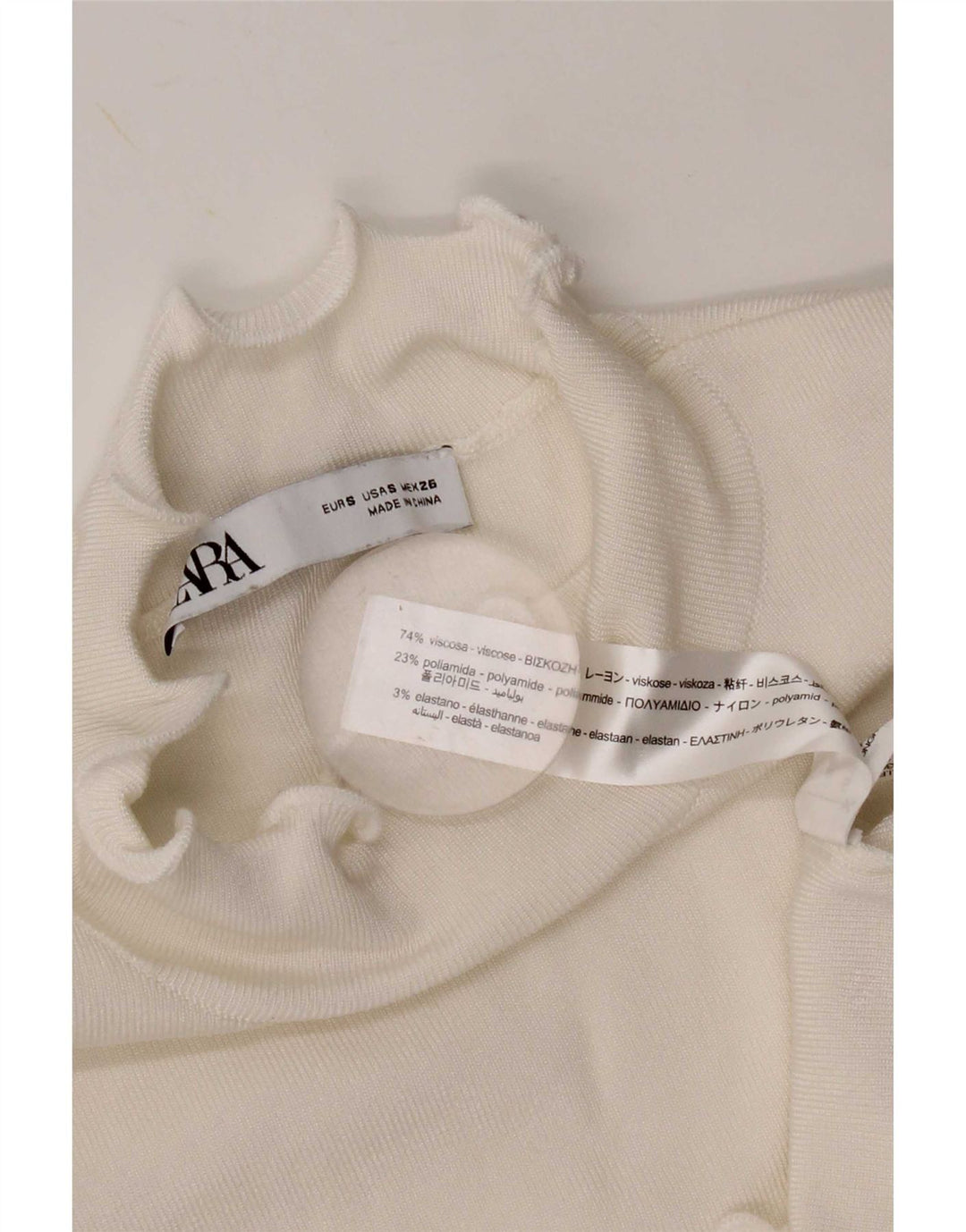 Zara Γυναικείο γιλέκο Crop UK 10 Small White Viscose