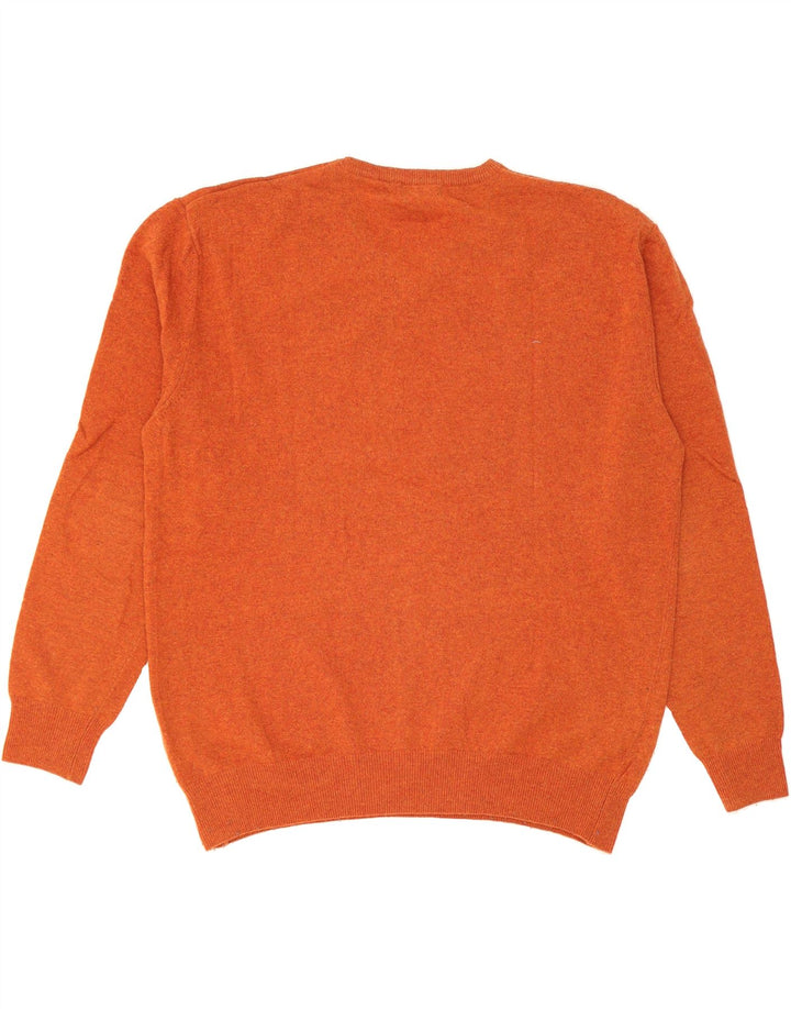 KAPPA Mens V-Neck Jumper Sweater XL Orange Lambswool Vintage Kappa and Second-Hand Kappa from Messina Hembry 