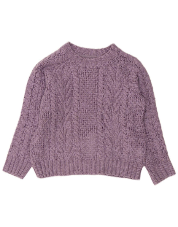 FAT FACE Γυναικείο Crop Boat Neck Jumper πουλόβερ UK 8 Small Purple Polyester