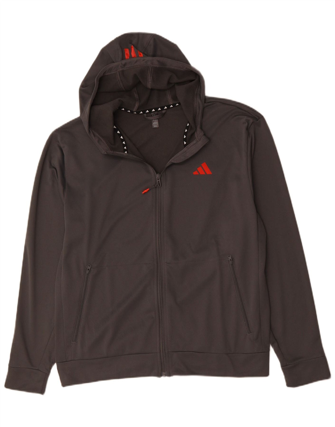 Adidas Ανδρικό πουλόβερ Aeroready με φερμουάρ με κουκούλα μεσαίου γκρι πολυεστέρα