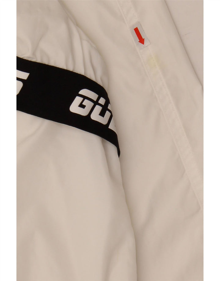 GUESS Womens Oversized Graphic Windbreaker Jacket UK 10 Small White