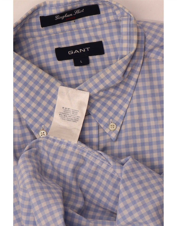 Ανδρικό πουκάμισο Gant Fitted Large Blue Gingham Cotton
