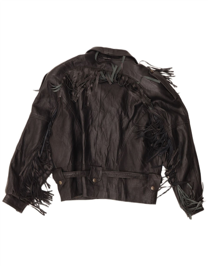 Vintage Ανδρικό Δερμάτινο Μπουφάν Biker UK 40 Large Μαύρο
