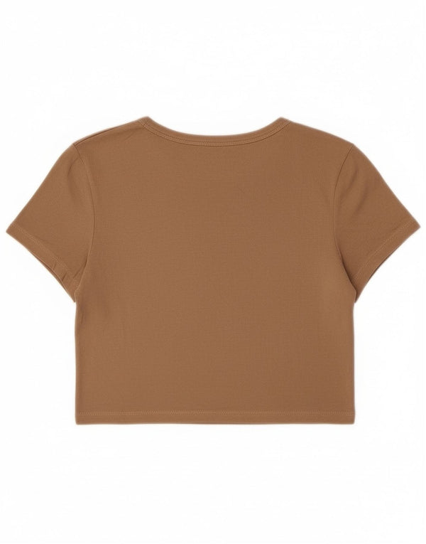 Zara Γυναικείο T-Shirt T-Shirt Top UK 14 Large Beige Viscose