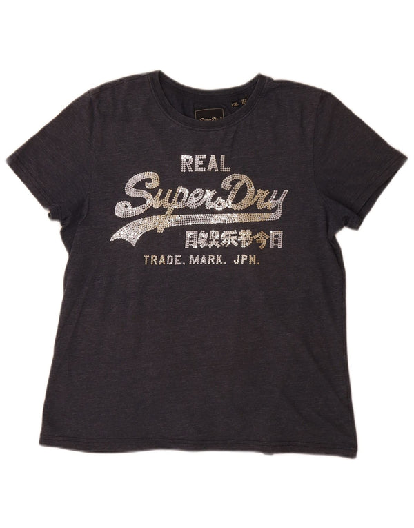 Γυναικείο γραφικό μπλουζάκι Superdry Top UK 12 Medium Grey