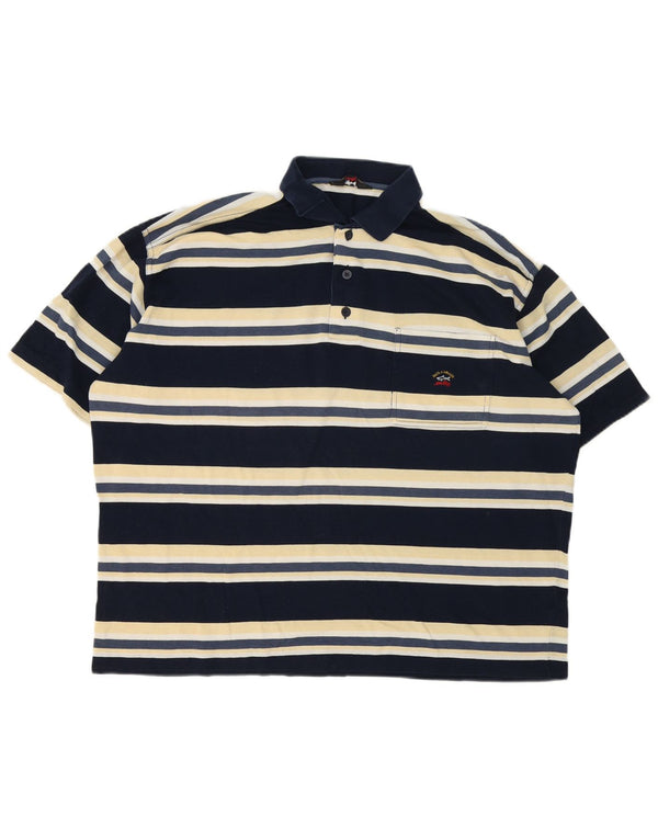 Paul & Shark Ανδρικό πουκάμισο πόλο 2XL Navy Blue ριγέ βαμβακερό