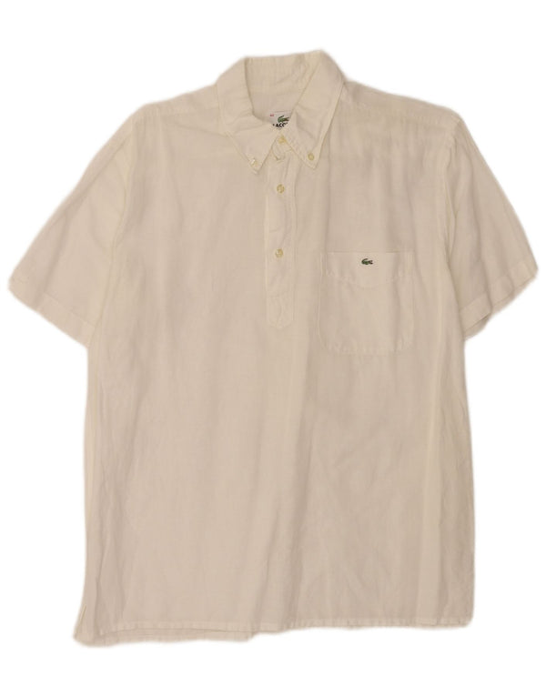 Lacoste Mens Short Sleeve Pullover Shirt Size 42 Large White Linen