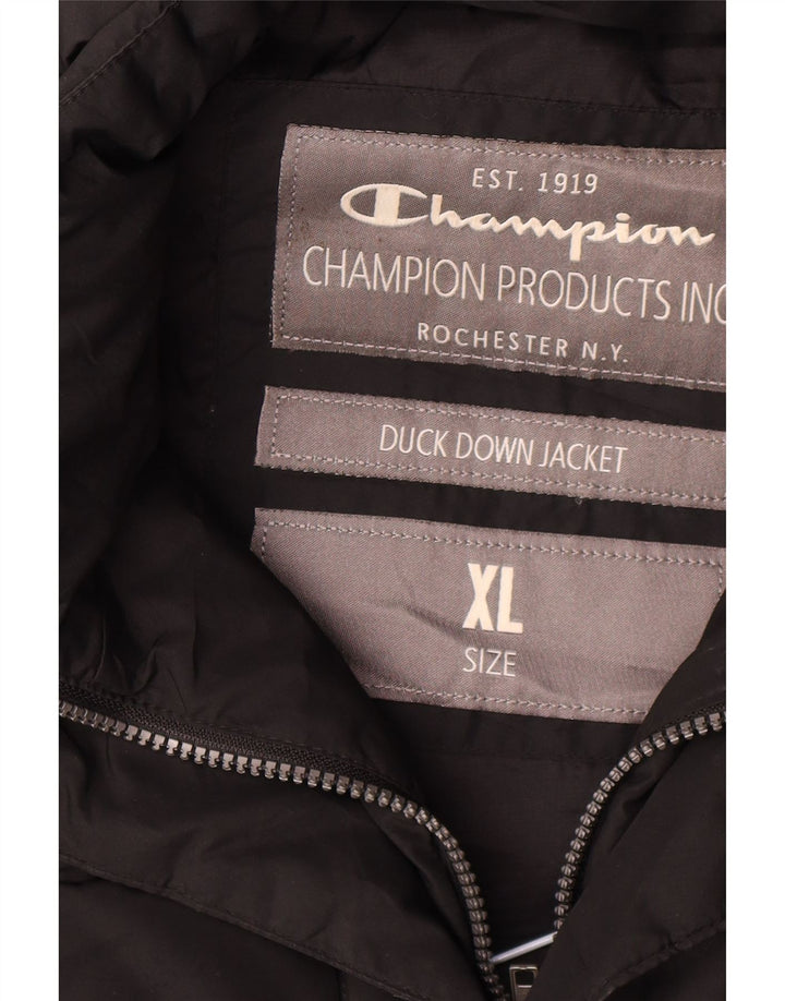 Champion Ανδρικό παλτό με κουκούλα UK 42 XL Μαύρο πολυεστέρα