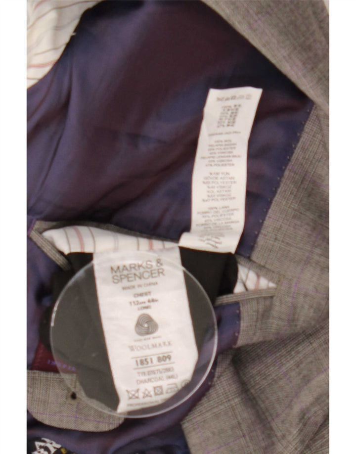 Marks & Spencer Ανδρικό μπουφάν σακάκι με 2 κουμπιά UK 44 XL Grey Check Wool