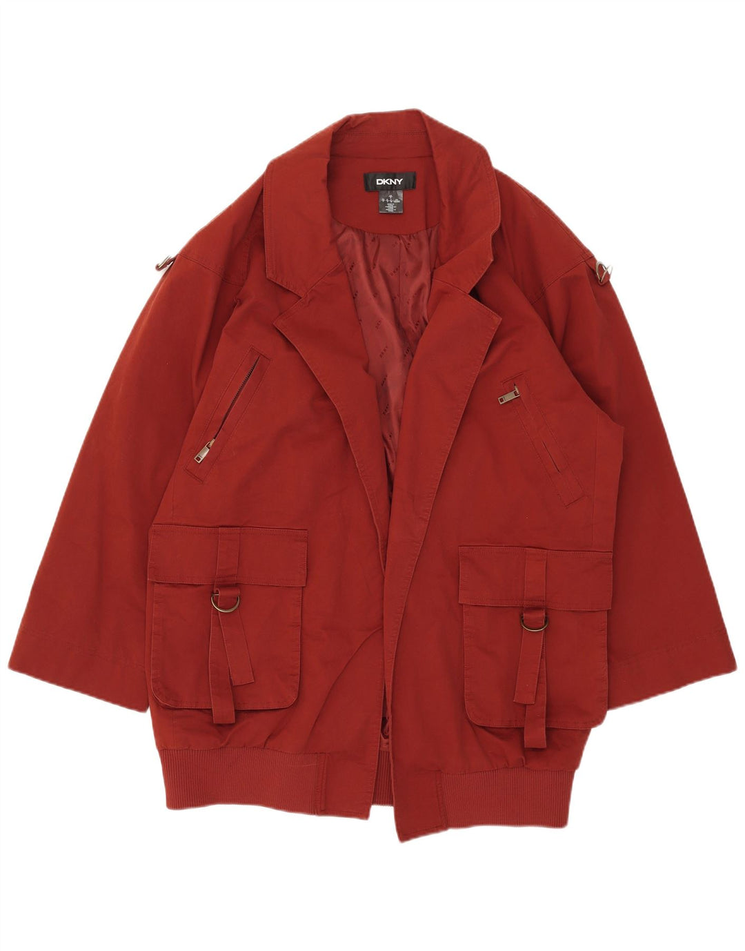 Dkny Γυναικείο Open Oversized Πανωφόρι UK 10 Small Red
