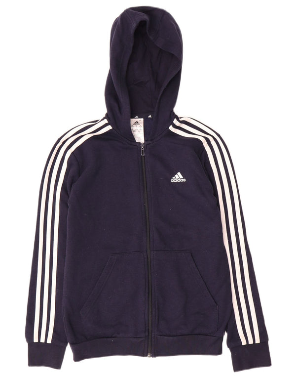 Adidas Boys πουλόβερ με κουκούλα με φερμουάρ 11-12 ετών, μπλε βαμβακερό