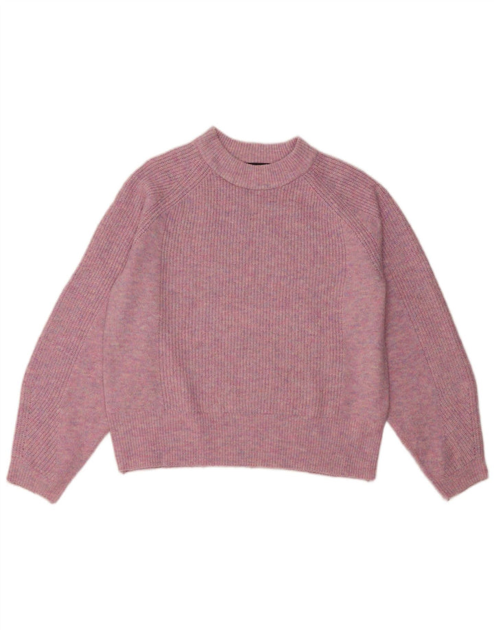 Marks & Spencer Γυναικείο πουλόβερ με λαιμόκοψη UK 14 Medium Pink Acrylic