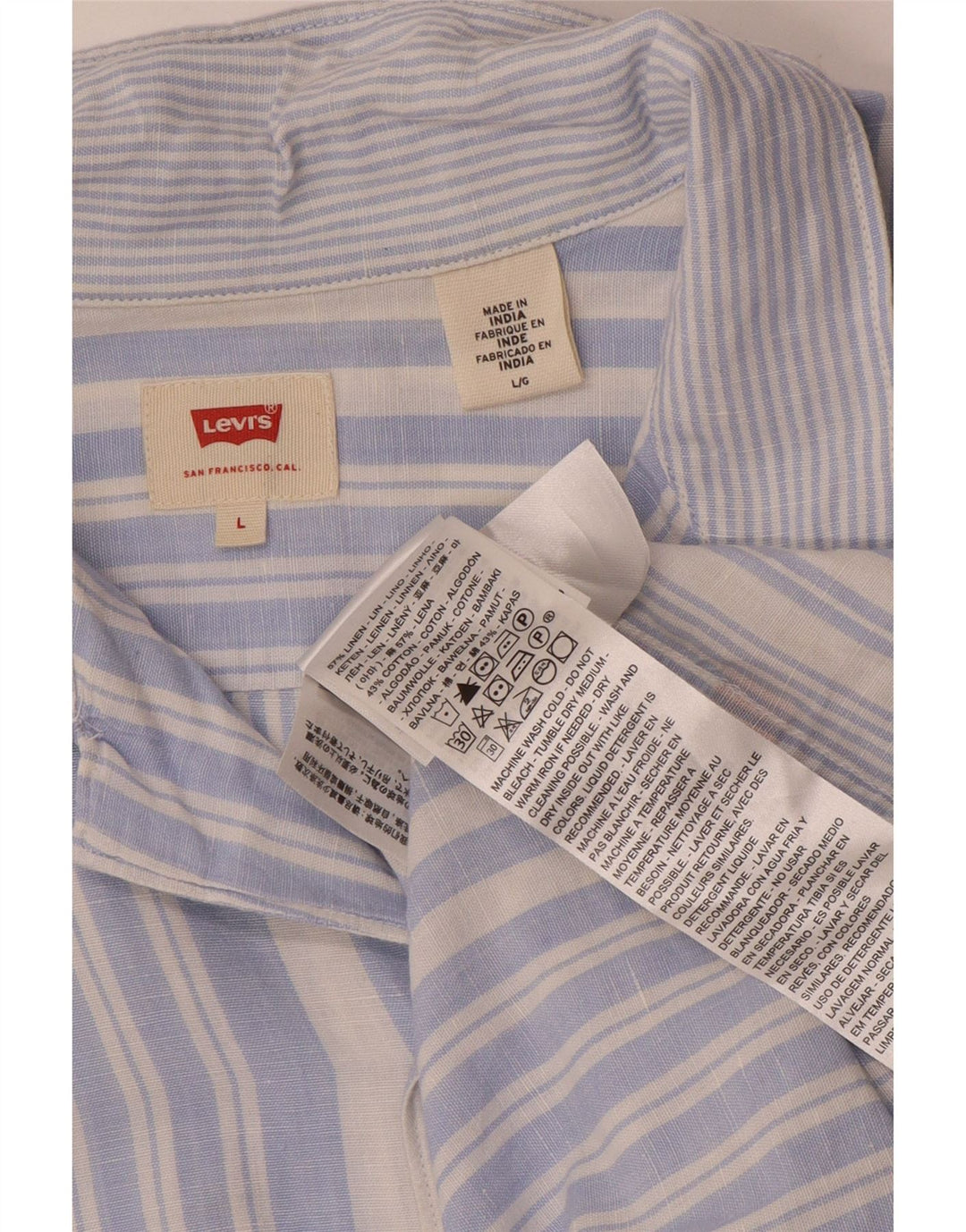 Ανδρικό κοντομάνικο πουκάμισο Levi's Μεγάλο μπλε ριγέ λινό
