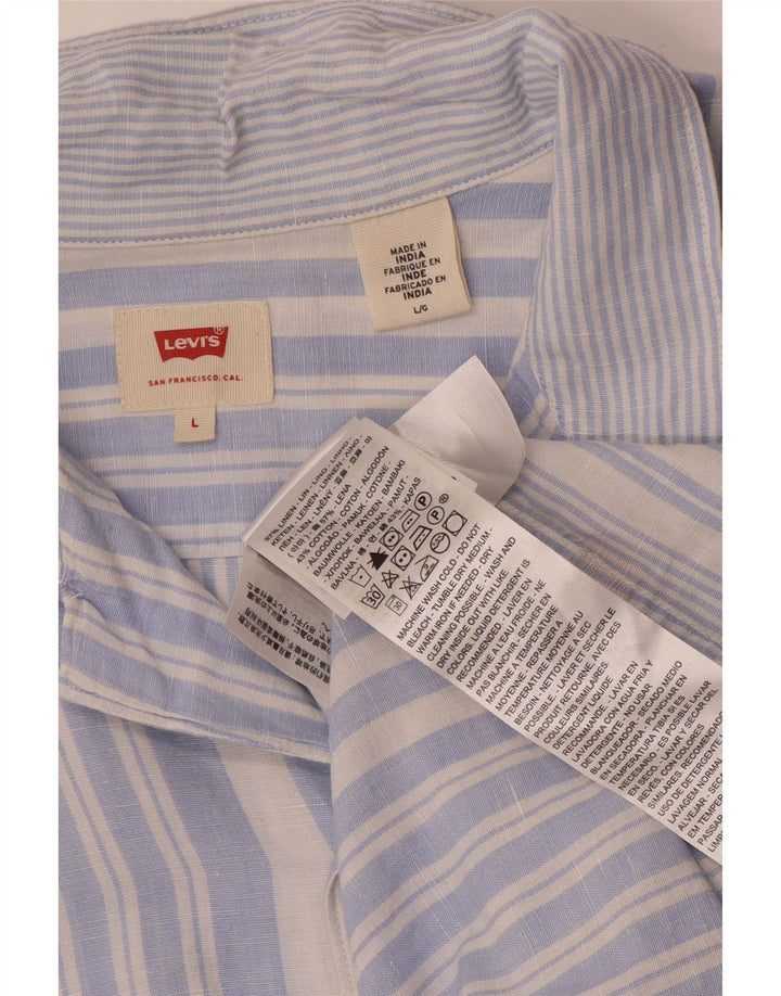 Ανδρικό κοντομάνικο πουκάμισο Levi's Μεγάλο μπλε ριγέ λινό
